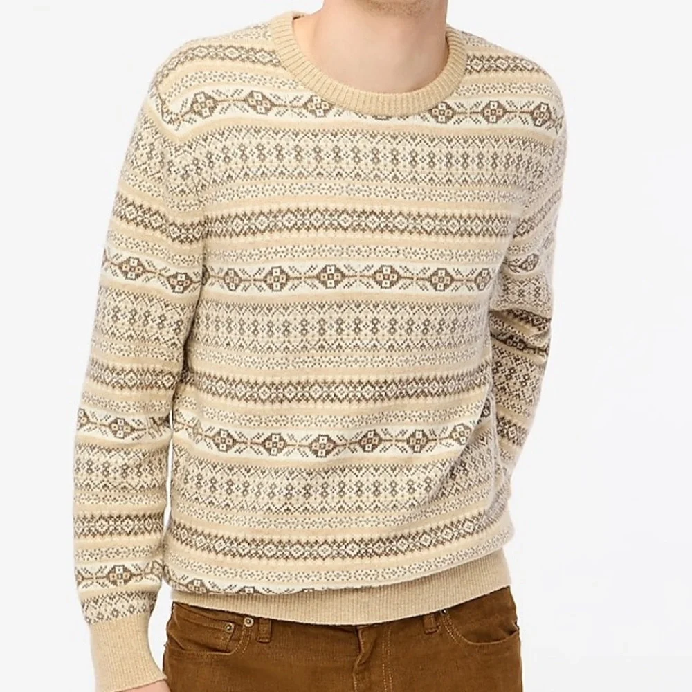 J.crew Supersoft lambswool-blend Fair Isle crewneck sweater men’s size Large New